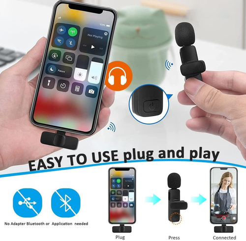 2in1 Wireless Mic Clip Microphone Conference Live Lavalier Microphone with Receiver for iphone and Android Phone