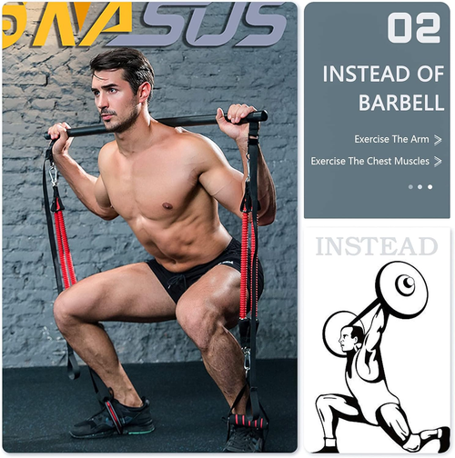 MODEREVE 60-120LBS Pilates Bar Kit with Resistance Bands, Home Squat Bar for Men & Women All-in-one Gym Workout for Full Body Fitness with Portable Bag...