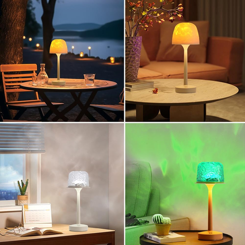 Rippleglow Dual-Mode Ambient Lamp, 16 Color Led Water Ripple Projection Lamp, Rippleglow Ambient Table Lamps, Immersive Ripple Projection Lamps for Bedroom, Party (16 Color+ Remote Control Switch)