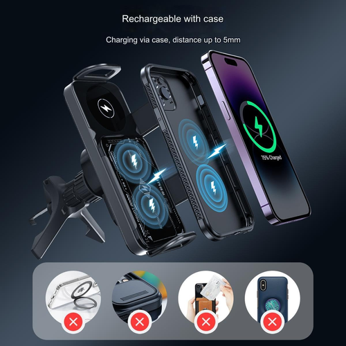One-Touch Rotating car Wireless Charging Folding Screen Cell Phone Holder auto-Sensing