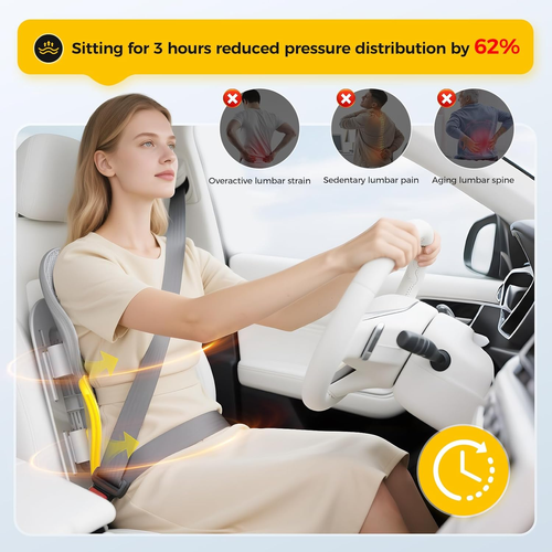 Lumbar Support Pillow for Office Chair - Adjustable Large Back Support for Car, Gaming with Zoning for Pain Relief & Posture