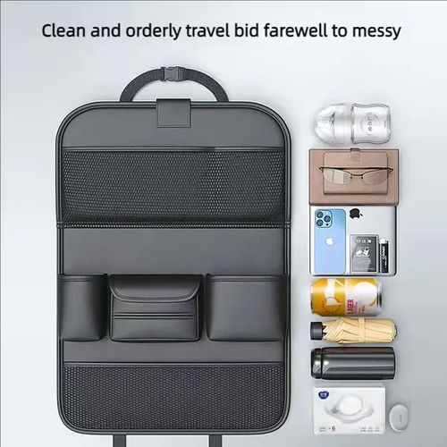 Popular Items Car Seat Back Pocket, Rear Seat Storage, Stain Proof, Car Storage Pocket, Seat Back Pocket, Premium Waterproof PU Leather Car Seat Back Organizer（Black3）