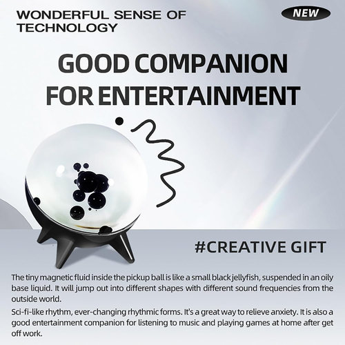 Dancing Ferrofluid Speaker - Magnetic Fluid Sound Visualizer with Music Rhythm, Ferrofluid Display Lamp for Desktop Decor, Unique Venom Toy, Creative Gifts for Festivals and Birthdays (White)