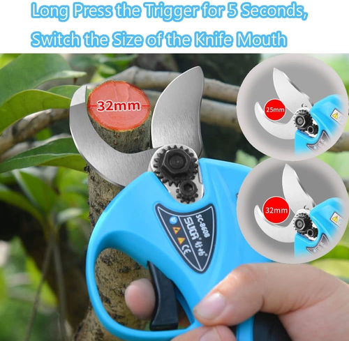 Professional Cordless Electric Pruning Shears 32mm 1.2 Inch Max Diameter Power Electric Scissors Long Reach Pruner Rechargeable