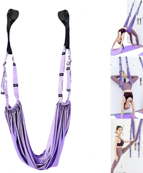 Aerial Yoga Strap, Fitness Strap Band for Waist Trainer Leg Stretching, Door Swing Adjustable Strap - Back Bend, go upside-down for Yoga Practitioner Ballet Dancer Gymnastics Relieve Pain Stiffness