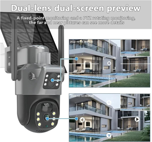 4G LTE Cellular Security Camera Solar with SIM Card,8MP clarity full HD, Pan Tilt 360°View Spotlight,Night color Vision,2 Way Talk,PIR Motion Sensor,No WiFi,