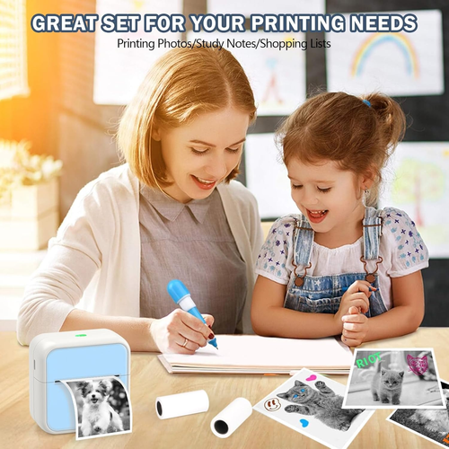 OFFCUP Mini Printer Mini Photo Printer with 5 Paper Rolls Portable Mini Printer Thermal Printer Pocket Printer Smartphone Bluetooth Printer for iOS and...