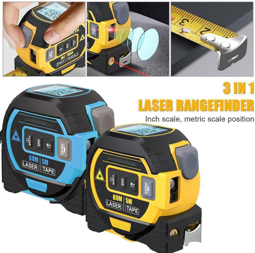 3 in 1 Laser Tape Measure, Digital Laser Rangefinder, with LCD Display, Laser Crosshair, 5m Tape Measure, Inch Metric Scale, for Interior Decoration, House Measurement