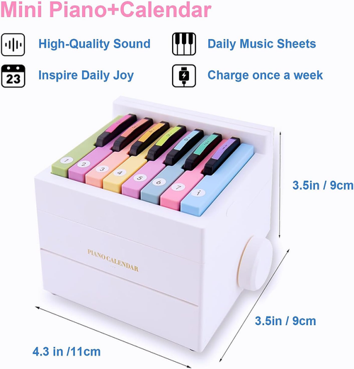 Piano Calendar 2025 Desk Calendar, Playable Piano Desk Calendar 2025, Swift Mini Piano Calendar With 52 Weeks of Music Sheets, Mini Piano Calendar 27 Cards...