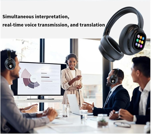 HYUNDAI X1 Pro Wireless Bluetooth 6.0 Headphones with Detachable Full Color LCD Touch Screen, Support Customizable Screen Wallpaper, Audio Headset for Music & Phone Calls