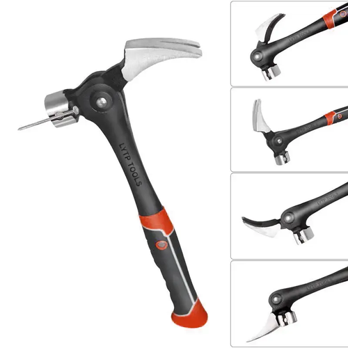 LOZLIN 16oz Claw Hammer with Magnetic Nail Starter,Indexing Rip Claw,Forged Steel Head,Shock-Absorbing TPR Grip,Heavy Duty Framing & DIY Tool