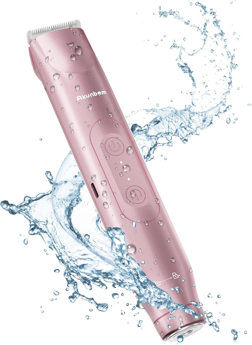 Akunbem 2 in 1 Electric  Dual Head IPX7 Waterproof Wet and Dry Use Shaver for Body and Face Hair Trimmer for Bikini, Armpits, Legs, Arms, Body,