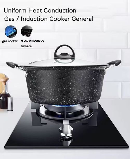 LOVFE 4pcs Factory Marble Non Stick Coating Carbon Steel Cast Iron Cookware Set Kitchenware Cooking Pots and Pans Fry Wok Set