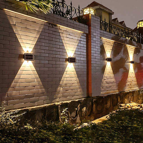 Solar Wall Lights - Up   Down Outdoor Lighting, Warm White Colorful, 4LED Wall Washers for Garden, Patio,