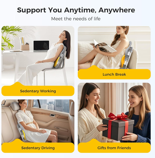 Lumbar Support Pillow for Office Chair - Adjustable Large Back Support for Car, Gaming with Zoning for Pain Relief & Posture