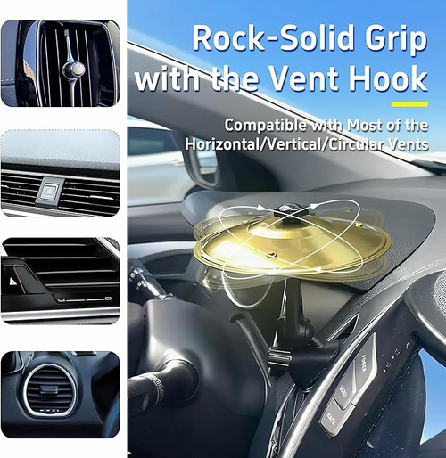 Car Cymbal Air Vent – Clip-On Mini Crash Cymbal for Car Vent | Portable Universal Drum Cymbals for Music Lovers & Drummers (Gold)