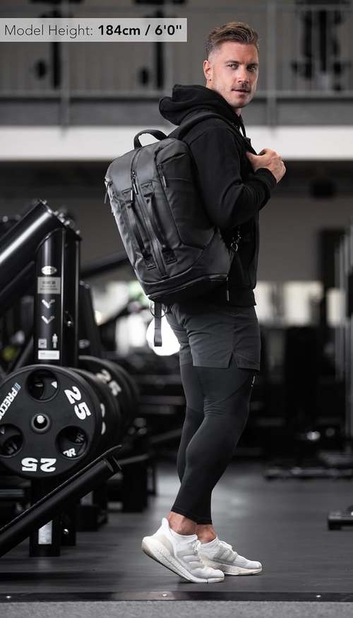 Handcuffs Travel Backpack With Laptop & Shoe Compartment Overnighter Expandable Business Weekender Bag With Multiple Carry Handles & Trolley Strap Carry-on Luggage Overnight Bag