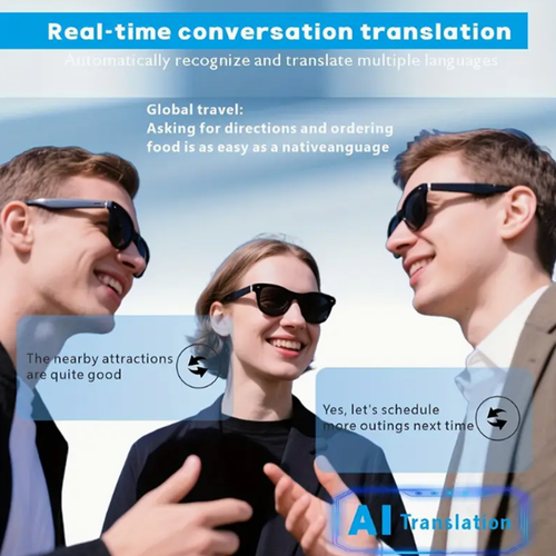 Smart Glasses with Voice Assistant Smart Glasses - Wireless Headset with Built-in Microphone, Speaker, Touch and Voice Assistant, Remote Camera Control