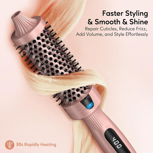 Terviiix Thermal Brush Get Voluminous Style, Quick Heating Hot Brush, Ceramic Tourmaline Ionic Heated Curling Iron, Digital Display 9 Temperatures Curling...