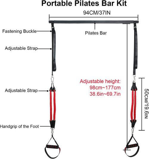 MODEREVE 60-120LBS Pilates Bar Kit with Resistance Bands, Home Squat Bar for Men & Women All-in-one Gym Workout for Full Body Fitness with Portable Bag...