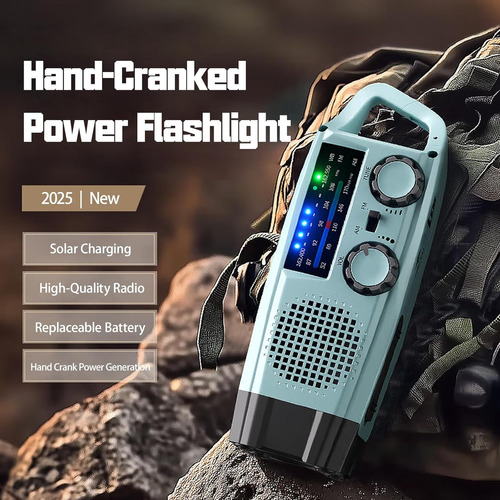 Emergency Radio, 2000 mAh Battery Crank Radio Solar Charger Power Bank USB AM FM Radio with SOS Alarm Torch, 3-Way Charging Emergency Radios, Indoor Outdoor...