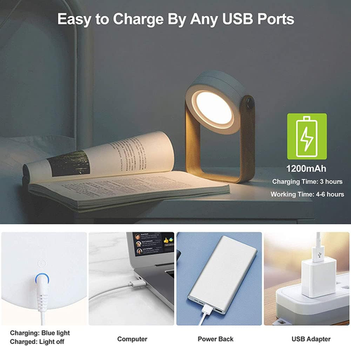 Click to see full view        4-in-1 Foldable Table Lamp, Portable Telescopic LED Night Light,Wooden Handle Portable Lantern Light and Flashlight,Touch Control Dimmable 3 Level Brightness Night Light