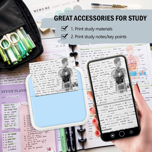 OFFCUP Mini Printer Mini Photo Printer with 5 Paper Rolls Portable Mini Printer Thermal Printer Pocket Printer Smartphone Bluetooth Printer for iOS and...