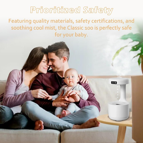 Anti-gravity Humidifier Desktop Mute Clock DisplaySuspended Water Drop Back Flow Creative Aromatherapy Machine Timer and Automatic Off Safety Switch
