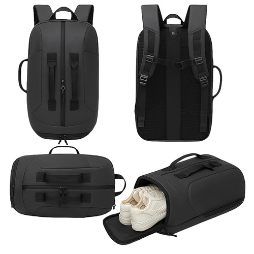 Handcuffs Travel Backpack With Laptop & Shoe Compartment Overnighter Expandable Business Weekender Bag With Multiple Carry Handles & Trolley Strap Carry-on Luggage Overnight Bag