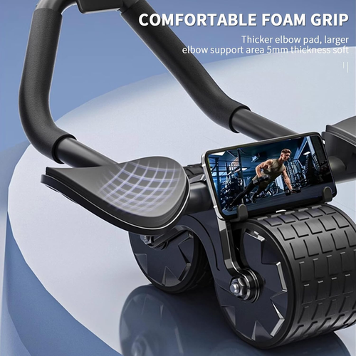 Ab Roller Wheel,Elbow Support Ab Wheel Roller Automatic Rebound Ab Workout Equipment for Core Workout,Core Strength Training Wheel with Time for Home Gym...