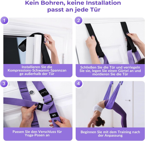 Aerial Yoga Strap, Fitness Strap Band for Waist Trainer Leg Stretching, Door Swing Adjustable Strap - Back Bend, go upside-down for Yoga Practitioner Ballet Dancer Gymnastics Relieve Pain Stiffness