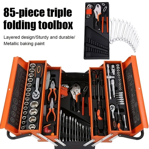 85pcs Ultimate All purpose Manual Toolbox, Small Home Hardware Toolbox, Car Repair Toolbox Multi-purpose Toolbox for Car, Marine, Motorcycle Repair And Home Industrial Repair
