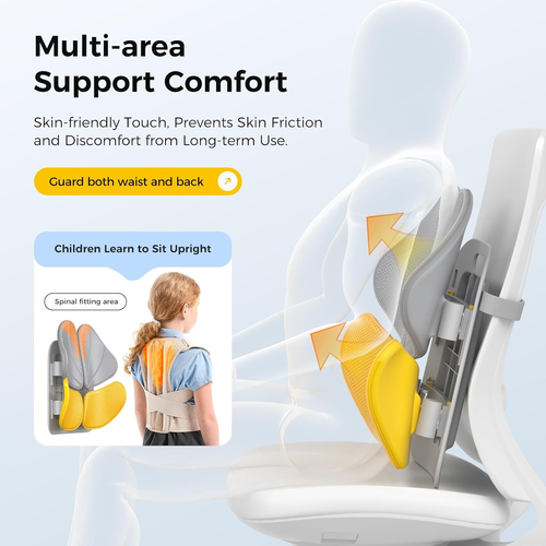 Lumbar Support Pillow for Office Chair - Adjustable Large Back Support for Car, Gaming with Zoning for Pain Relief & Posture