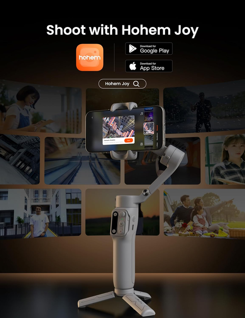 Hohem iSteady X3 Gimbal Stabilizer for iPhone, Foldable Phone Gimbal Object Tracking, Remote Control, 3-Axis Phone Stabilizer Built-in Extendable Rod & Tripod, Fill Light for Video Recording, YouTube