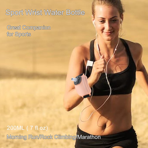 Outdoor Running Wrist Water Bottle Hand-free Wearable Adjustable Wrist Water Bottle Portable Fitness Cycling Silicone Water Cup Sports Supplies Orange 200ML