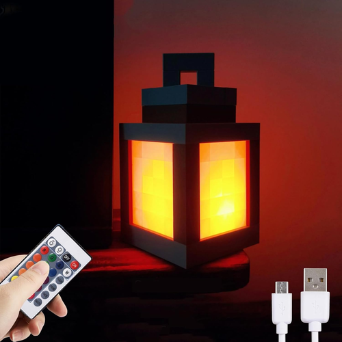 Pixelated Lantern Night Light -16-Color Led Wall Mood Night Light W Touch Switch&Remote Control-Rechargeable Night Lamp Mountable Table Light, Costume...