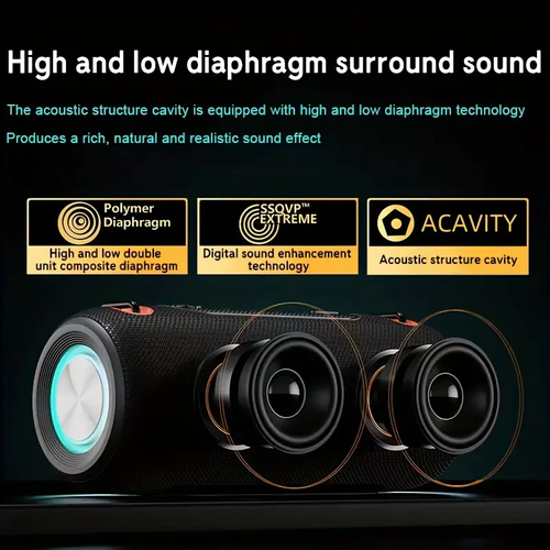 30W Portable Bluetooth Speaker with Hand Strap Colorful RGB Light Heavy Bass Sound TWS Stereo Speaker for Outdoor Use