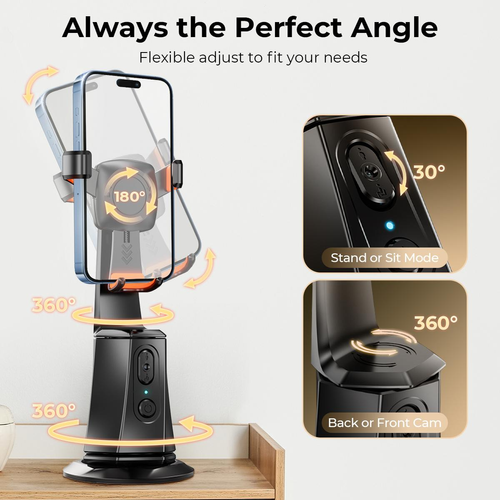 360 AI Tracking Shooting Gimbal Auto Face AI Camera Recognition Body Track Intelligent Follow Live Shoot Phone Stand Smart Mount