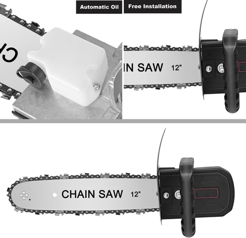 Chainsaw Converter Set, Electric Chainsaw Attachment Kit, Mini Chainsaw Cordless, Transform Angle Grinder to Chainsaw, Ergoesnomic Handle, Safety Features for Woodworking