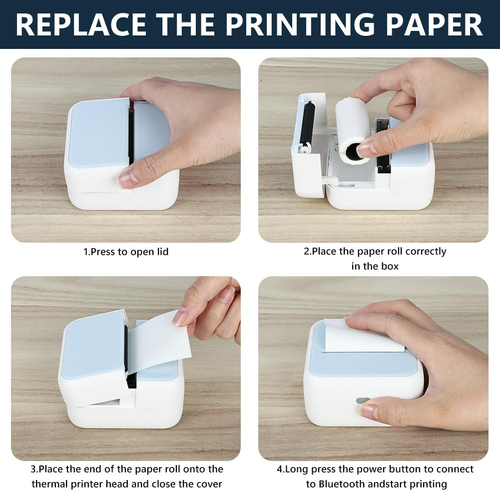 OFFCUP Mini Printer Mini Photo Printer with 5 Paper Rolls Portable Mini Printer Thermal Printer Pocket Printer Smartphone Bluetooth Printer for iOS and...