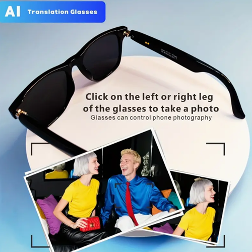 Smart Glasses with Voice Assistant Smart Glasses - Wireless Headset with Built-in Microphone, Speaker, Touch and Voice Assistant, Remote Camera Control