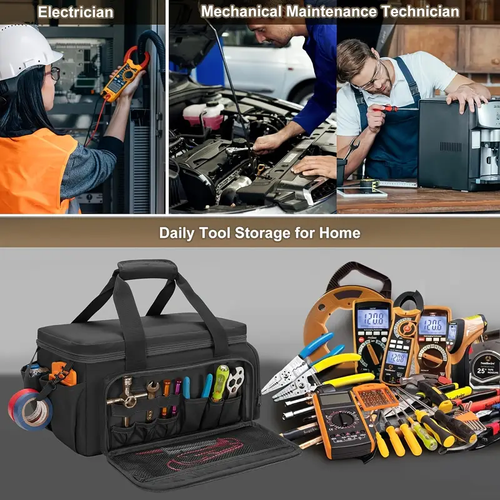 Custom Professional Tear Resistant Nylon Waterproof Electrician Tool Bag Portable Hardware Tool Storage Bag for Electricians