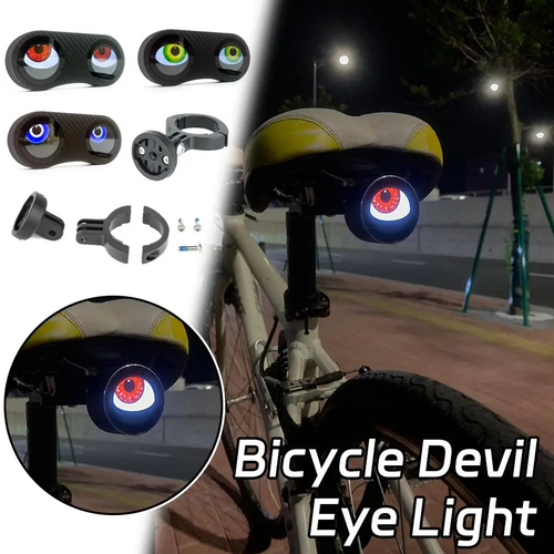 Smart Bike Tail Light Devil Eyes Bicycle Rear Light Waterproof Bike Motorcycle Acc Led For Night Riding With Type C Recharg P0O0