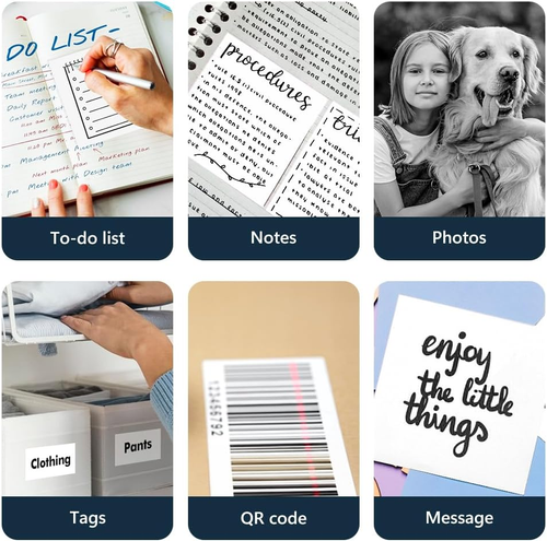 OFFCUP Mini Printer Mini Photo Printer with 5 Paper Rolls Portable Mini Printer Thermal Printer Pocket Printer Smartphone Bluetooth Printer for iOS and...