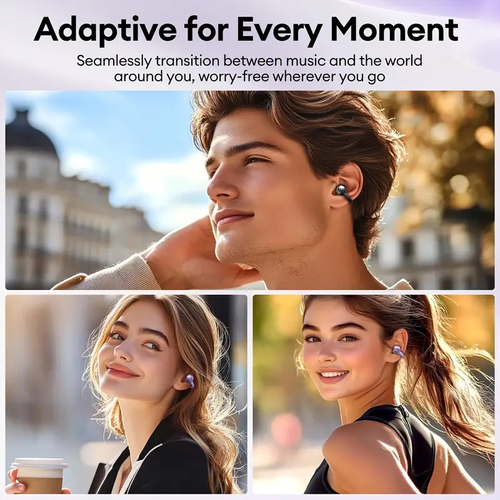 New M100 Bone Conduction Bluetooth Headphones: Wireless, Screen-Equipped, Ear-Clips & Noise-Canceling