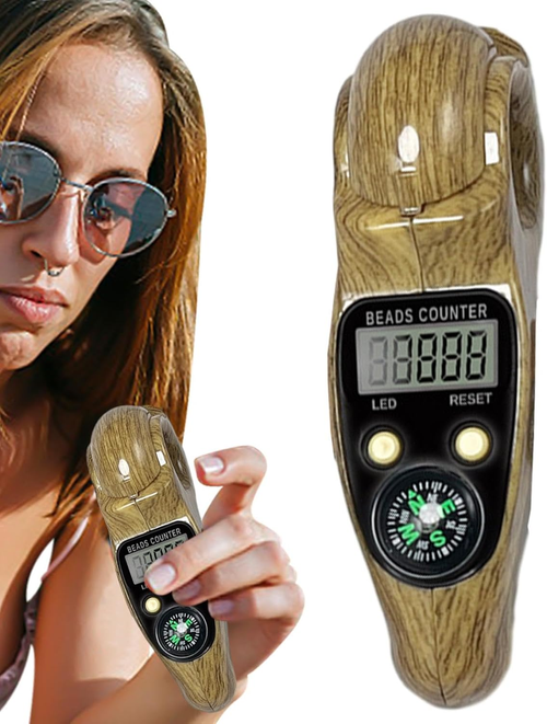 Rotating Digital Counter,Digital Prayer Beads Counter | Rotating Beads Digital Counter | Handheld Counter with Compass - Prayer Beads Counter, Finger Counter