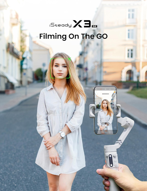 Hohem iSteady X3 Gimbal Stabilizer for iPhone, Foldable Phone Gimbal Object Tracking, Remote Control, 3-Axis Phone Stabilizer Built-in Extendable Rod & Tripod, Fill Light for Video Recording, YouTube