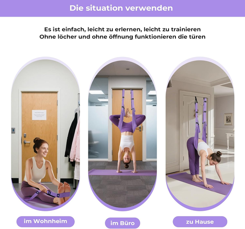 Aerial Yoga Strap, Fitness Strap Band for Waist Trainer Leg Stretching, Door Swing Adjustable Strap - Back Bend, go upside-down for Yoga Practitioner Ballet Dancer Gymnastics Relieve Pain Stiffness