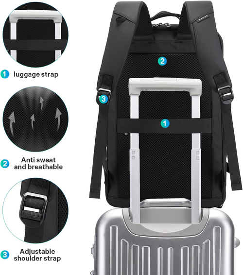 BANGE 40L Travel Backpack with Shoe Compartment, Large Capacity Weekender Bag Daypack Fits 17.3 Inch Laptop, Carry-on Luggage Backpack with Water Bottle..