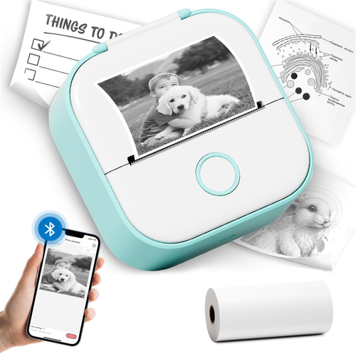 soputry Mini Pocket Printer, 2025 New Inkless Sticky Note Printer Bluetooth Sticker Printer, Portable Photo Printer Pocket Thermal Printer for DIY Scrapbook (Green)